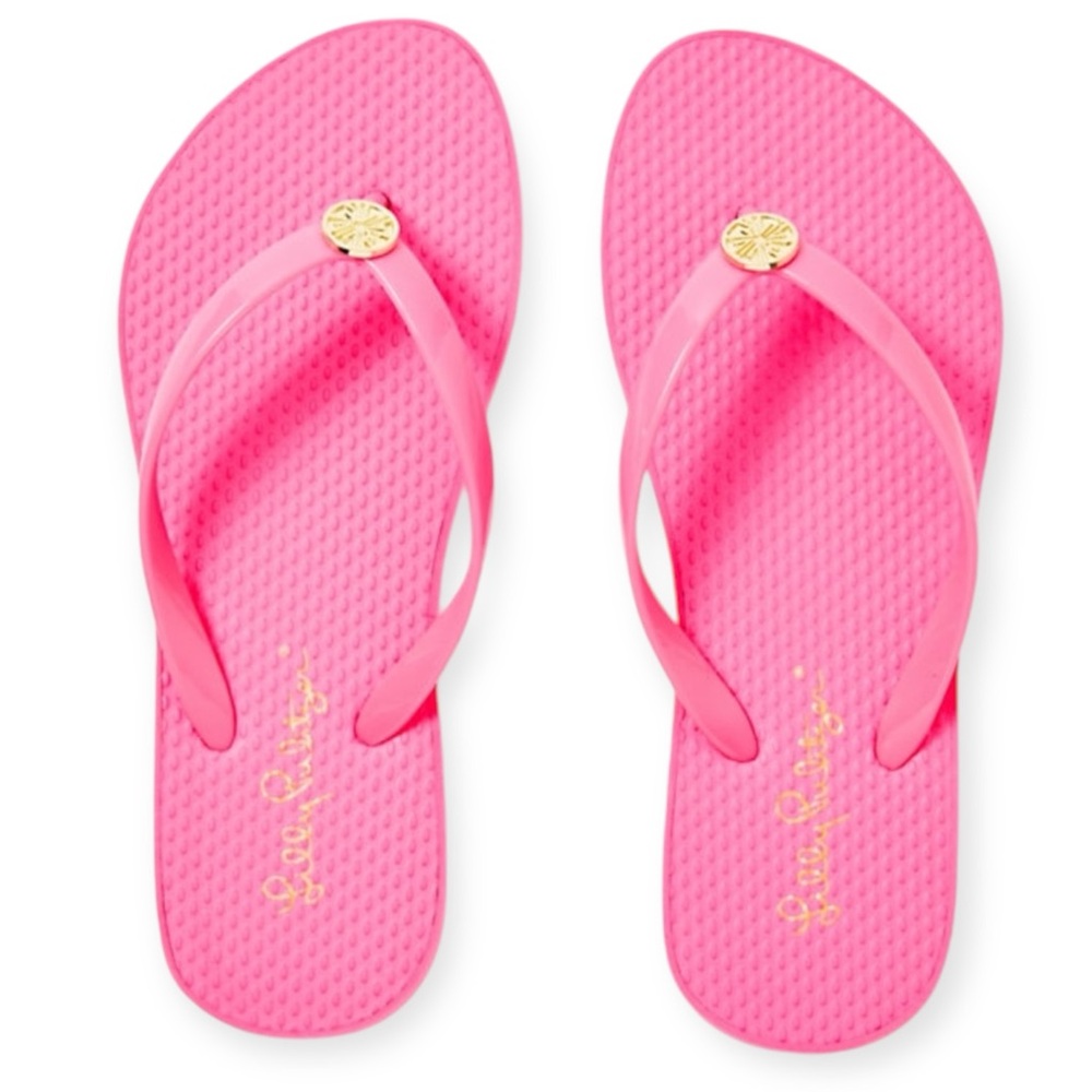 LILLY PULITZER Flip Flops Roxie Pink Pool Shoes Resort Sandals NWT